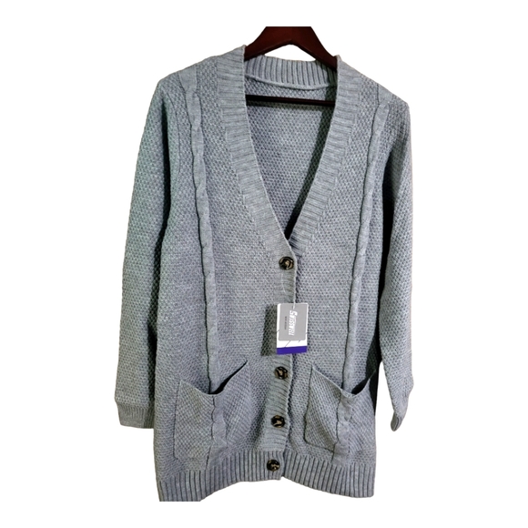 Women sweater cardigan open front button and pockets NEW - Picture 1 of 4